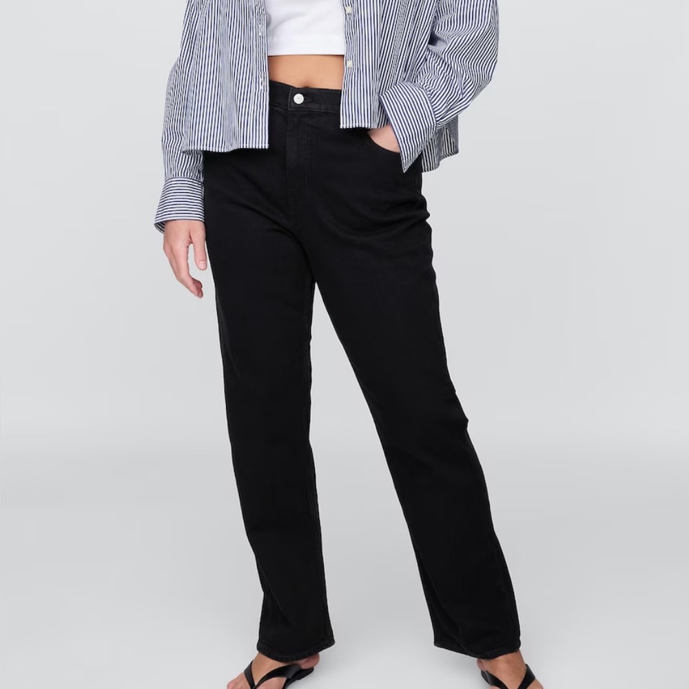 Women’s GAP High Rise Classic Straight Black Jeans | Size 14
